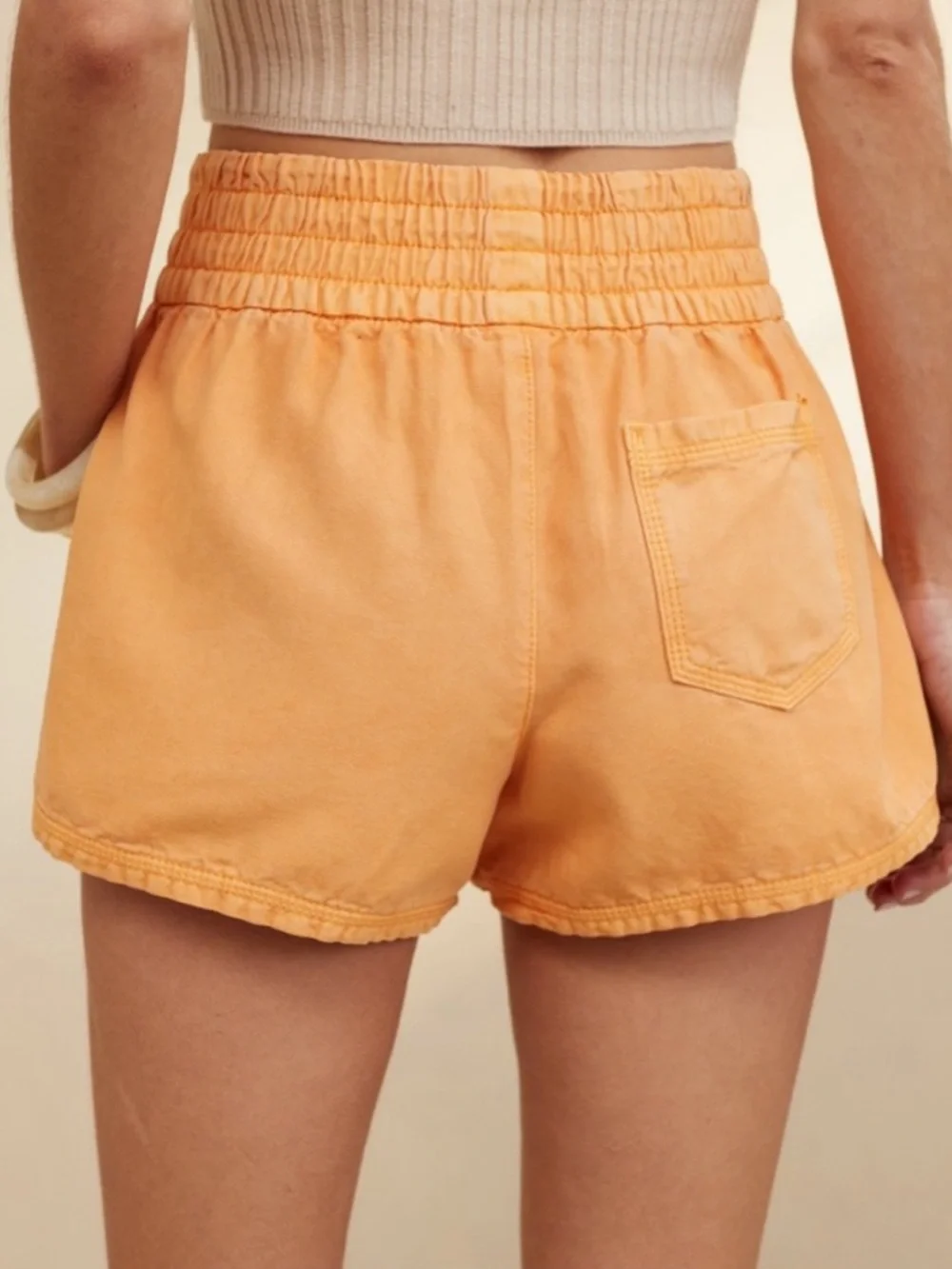 NWT Aerie Babewatch High Waisted Pull On Shorts Orange XS - Picture 2 of 12